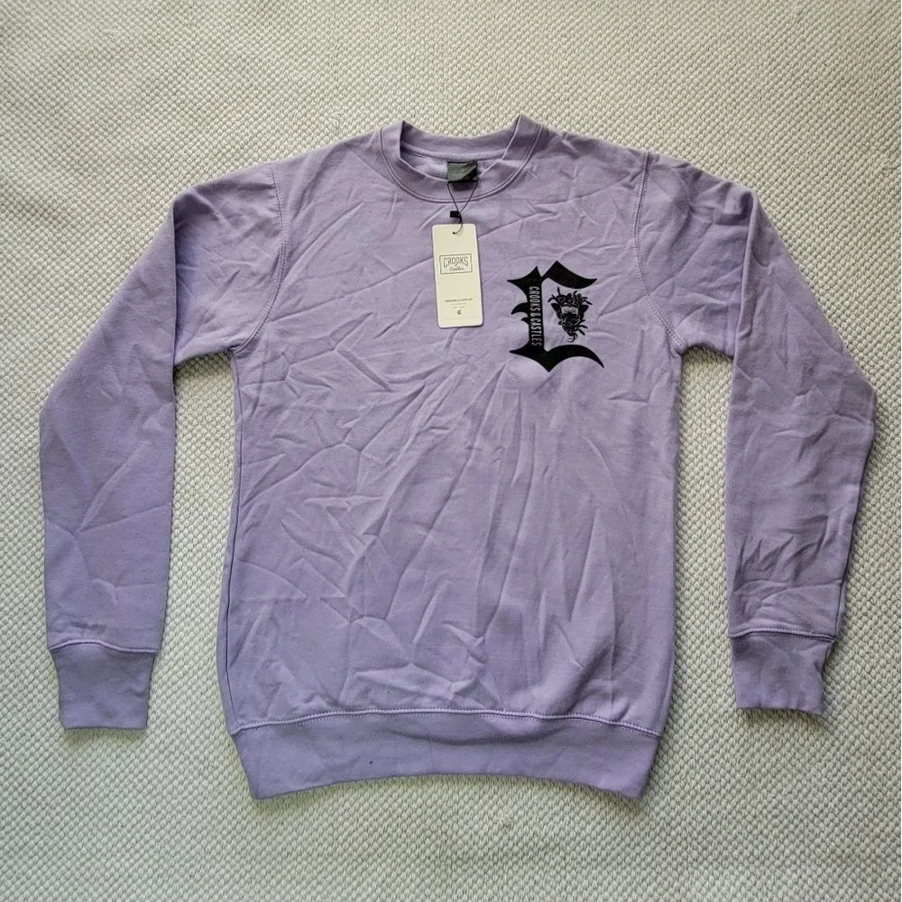 Crooks &‎ Castles Gothic C Crewneck Sweatshirt Lavender size Small
